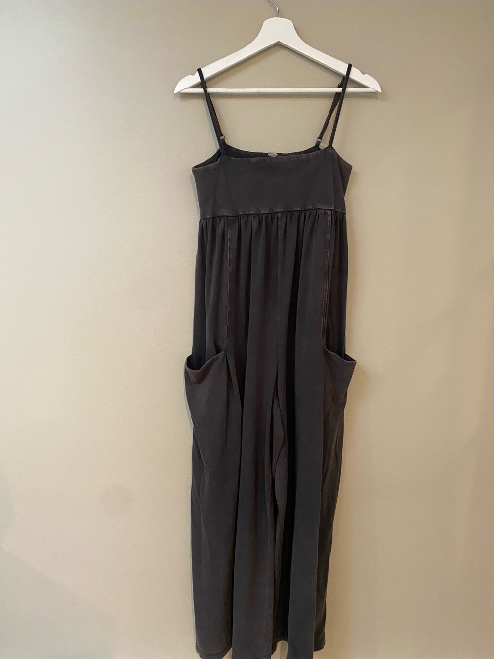 Free People Black Spaghetti Strap Maxi Dress with Side Pockets small